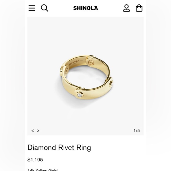 Shinola Gold and Diamond Rivet Ring - Picture 10 of 10